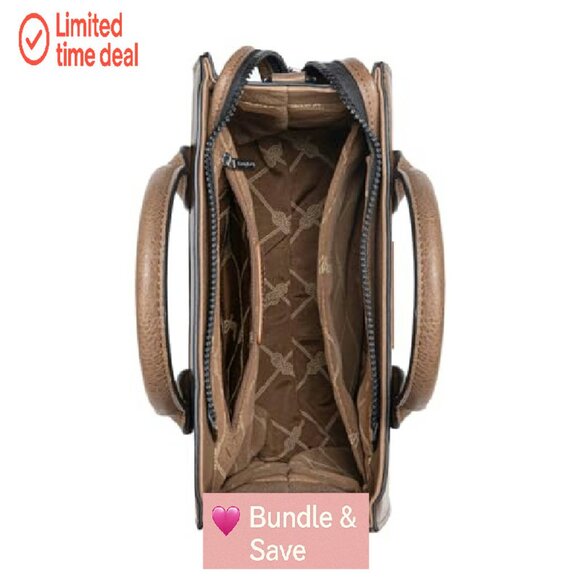 Structured Tote Bag with Zip Pockets, Detachable Strap, 10.6"W - Picture 6 of 8